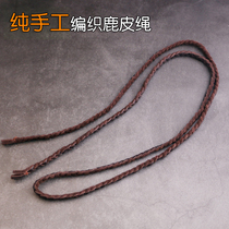 Ichihu Takahashi Goro style Italian imported woven deerskin rope necklace Dark brown necklace