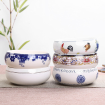 Blue and white ceramic cup washing dishes Kung Fu tea set Tea ceremony accessories Blue and white tea washing chicken tank cup basin Pen washing hydroponic flower pot