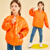 Yalu childrens down jacket girls light autumn and winter new childrens middle and big childrens short coat foreign atmosphere to keep warm tide