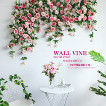 Interior decoration flower vine winding beauty salon ceiling corner wedding creative simulation rattan living room background wall fake flower