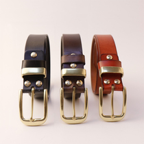 Year of Life waist chain Italian vegetable tanned leather Head layer scalper belt pin buckle Denim vintage fashion pants Pure cowhide