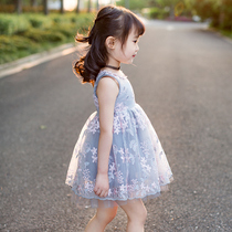 Girls summer clothes 2021 new Korean dress little girl summer puff yarn princess dress childrens foreign style skirt