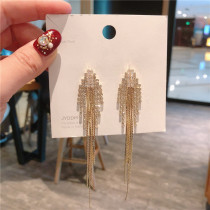 Korean light luxury earrings female high-end tassel Haoshi tassel grab chain long earrings 925 sterling silver pin earrings simple