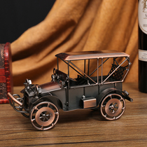 Retro Old Masters car swing piece Living room TV cabinet Wine Cabinet Industrial Wind Car Model Decoration Furnishing Creative Handiwork