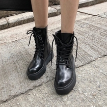 Korea Crazy girls18 autumn and winter new all-match fashion lace-up leather Martin boots