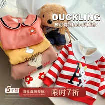 Chen Tai pig L mother baby bobo wind pattern necropolis 2021 Winter female baby warm long sleeve blouse 100 hitch