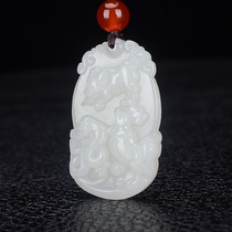 Because of jade and edge three zodiac Hetian Jade zodiac pendant White jade necklace pendant Men and women jade pendant