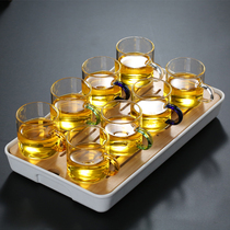 Thickened heat-resistant transparent glass tea set with handpiece small kung fu tea cup with ear glass small teacup set