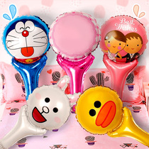 Childrens birthday party dress up Birthday balloon Hand held balloon toy balloon Aluminum foil cartoon racket balloon variety