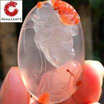 Sichuan South Red Manau natural ice floating Beauty pendant large belly Millver Lotus Guanyin Woman Nu Tonic Sky Sculpture