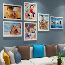 One Piece decorative painting hanging painting animation poster background wall Luffy photo wall Solon bedroom photo frame combination mural