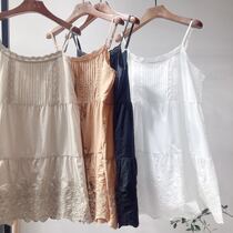 Summer day Department Mori Womens Department Loose Embroidered Cake Skirt Bottom Dress Pure Cotton Lace Lace Lace Vest Leandress Dress