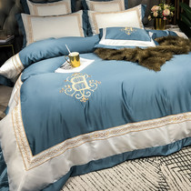 Single bed hats bedding quilt cover Silk four-piece cotton embroidered Nordic model room cotton 1 8m bed