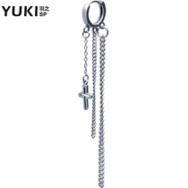 YUKI Korean version of Chaochang men and women personality long line silver ear thread tassel silver jewelry silver earrings ear button nightclub accessories