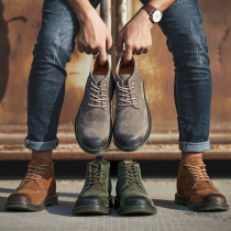 Autumn Winter Martin boots Mens Inn Wind leather Short boot Overalls Male shoes Chauga suede glint Cotton Warm Snowy Boots Spring