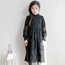 Girls long sleeve dress autumn dress Korean version 2018 new middle child lace embroidery princess dress dress dress