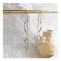 Stream Sueared Line Length Minimalist type Wavy Ear Line Female Superfairy Temperament South Korea Earmark 100 Hitchhiking Face Slim Earrings