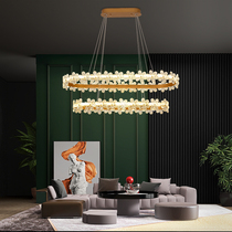 Oval light luxury crystal living room chandelier flower creative art warm dining room lamp bedroom Net red clothing store lighting
