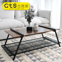 Retro coffee table Nordic minimalist creative small apartment living room Net red iron wood art square Japanese tea table small coffee table