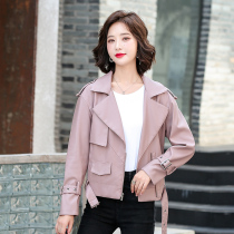 Haining leather leather clothing female Korean version short 2021 Spring and Autumn New slim Joker leather jacket coat tide