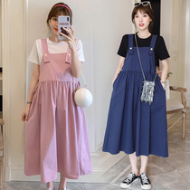 Pregnant women dress summer fairy Super fairy maternity dress tide 2020 summer casual strap long two-piece set