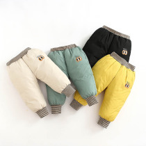 Baby down cotton pants winter boys down pants girls wear 2 small childrens cotton pants 1-3 years old baby padded pants
