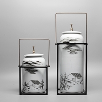 Modern new Chinese style high-grade ceramic office table decoration Living room storage tank utensils Creative soft decoration ornaments