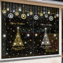 Christmas decoration door stickers hanging ornaments holiday dress up pendants scene layout creative shop window glass stickers