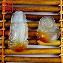 Boutique Madagascar agate natural playful agate pair of Guanyin Maitreya Buddha safe pendant listed necklace