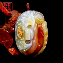 Fuxin natural agate hollow carving random delivery Chinese Dragon Ruyi beautiful color hand-to-hand playpiece