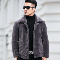 Haining fur coat thick jacket Leather wool one-piece lamb hair short winter leather mens sheep shearing jacket tide