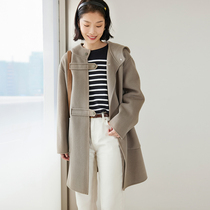 Woolen coat womens hooded small man 2022 autumn and winter new mid-length temperament age-reducing double-sided cloak coat