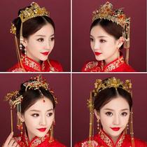 Xiuhe wedding Hanfu Headdress Xiuhe clothing hair accessories Female simple atmosphere Xiuhe bride face small Chinese red phoenix crown