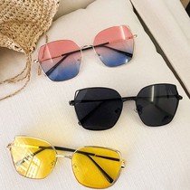 h2021 new Korean version ink mirror male and female tide retro personality round face big frame network red people with the same sun glasses