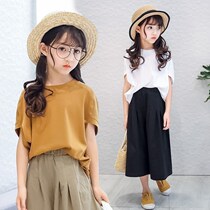 Girls wide leg Pants Summer big Virgin suit Childrens clothing summer 2021 new summer straight pants loose casual