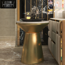 Nordic sofa side table living room corner modern simple marble side gold small round table ins small coffee table