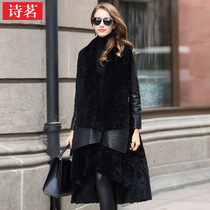 Shi Ming 2020 winter new European and American fashion sheepskin wool one-piece womens coat long slim sheep shearing fur coat