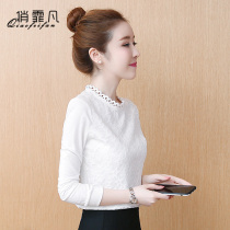 Lace base shirt Womens Spring and Autumn 2021 New Tide Early Autumn Chiffon Top Western Long Sleeve T-shirt