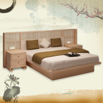 Modern new Chinese style simple solid wood bed storage high box 1 8 double bed wedding bed hotel model room mandshuriu bed