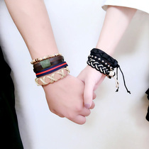 Retro linen multi-layer stretch leather rope beaded bracelet hand-woven bracelet Joker bracelet for men and women couples decoration