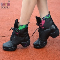Belle Autumn Genuine Leather Dance Shoes Square Dance Shoes Girls High Help Dancing Shoes Boots Sports Soft Bottom Jazz Dance Shoes