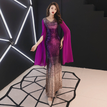 Evening dress dress womens chorus 2021 New banquet Noble host long temperament annual performance Queen