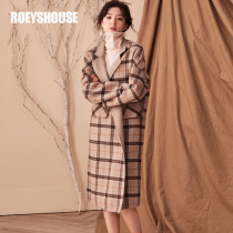Luo Yi two-color two-sided can be worn double-sided velvet wool wool coat womens autumn and winter new tartan coat 2050