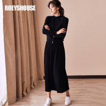 Luo Yi commuter professional sweater suit womens autumn and winter new temperament black slim-fit warm knitted three-piece suit 6558