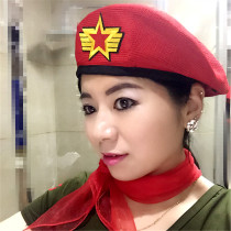 Sailor dance beret female summer red mesh breathable performance hat five-pointed star wild embroidery casual military cap