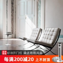 Barcelona Chair-Style Minimalist Real Leather Sofa Single Chair Modern Minimalist Sofa Chair Designer Creative Casual Chair