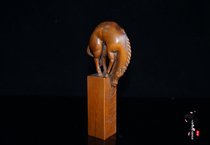 Yellow Poplar Wood Wood Carving Pendulum Solid Wood Engraving Zodiac Animal Horse Home Xuanguan Decoration Small Handicraft Ancient Play Collection