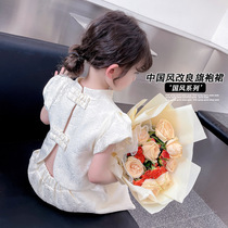 Girls dress Hanfu Tang suit 2023 new foreign style childrens buckle Chinese style two-piece baby princess dress