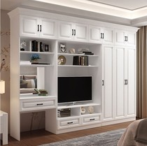 TV cabinet wardrobe with dressing table one room bedroom background wall combination wall custom simple modern lockers