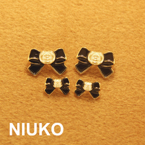 NIUKO clothing accessories exquisite clothing design black and white bow metal button Gold Fashion DIY button button